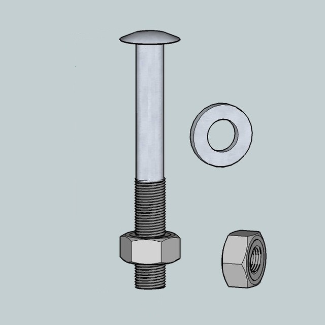 Bulloni Merriway A Testa Tonda Con Dado - Set Da 2 Pezzi, M8 X 150 Mm, Bianco, Per Fai Da Te E Idraulica - Foto 3