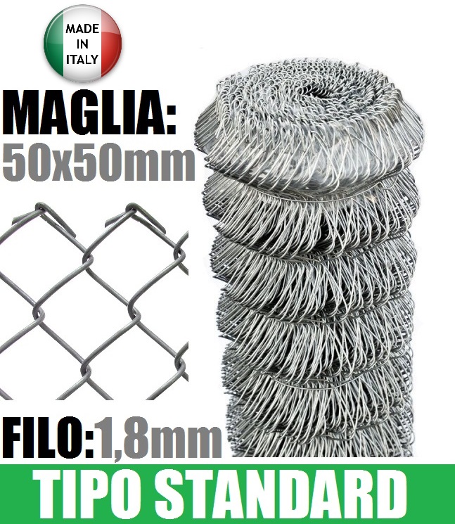 PANNELLI RETE METALLICA ZINCATA ELETTROSALDATA MAGLIA 50x50 MISURA CM 200 x100 