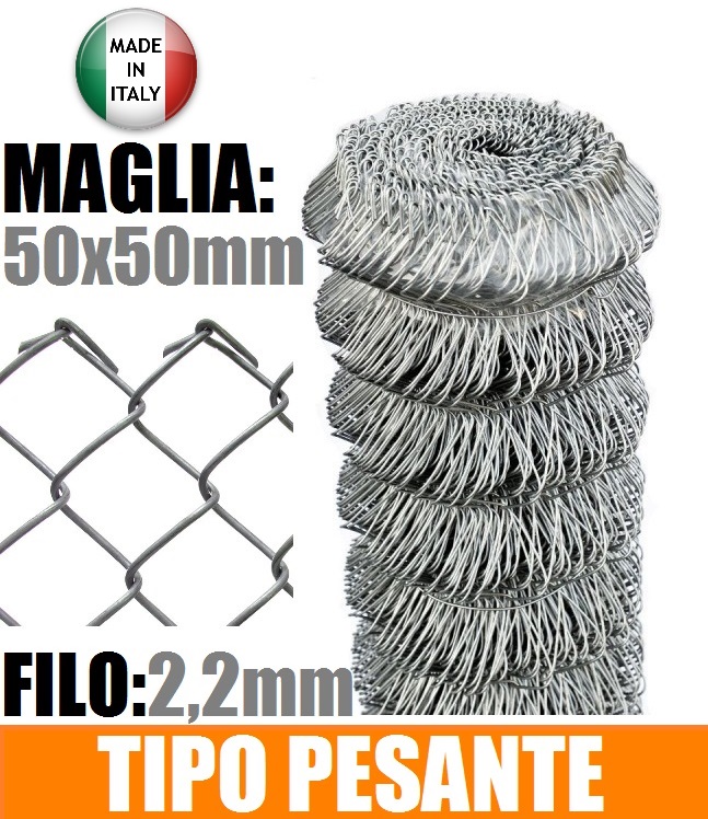 25mt-ROTOLO RETE METALLICA ZINCATA MAGLIA SCIOLTA-TIPO PESANTE - H 150 cm