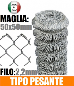 25mt-ROTOLO RETE METALLICA ZINCATA MAGLIA SCIOLTA-TIPO PESANTE - H 200 cm