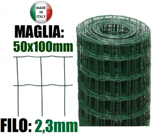25mt RETE METALLICA ZINCATA ELETTROSALDATA-MAGLIA 5x7,5cm-PER RECINZIONE H150 