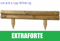 Bordura Steccato Rigida Extraforte Orizzontale per Aiuole Giardino in Legno di Pino- cm ø 8 x L95 XH16/35