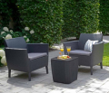 SALOTTO DA GIARDINO SET OMELAS POLYRATTAN BALCONY 2 POLTRONE E TAVOLINO LUZON CONTENITORE