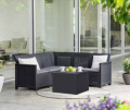 SALOTTO DA GIARDINO SET AMME POLYRATTAN CORNER DIVANO ANGOLARE E TAVOLINO CONTENITORE