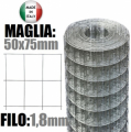 25mt- ROTOLO RETE METALLICA ZINCATA ELETTROSALDATA- MAGLIA: mm50x75 - H 150 cm