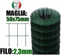 25mt- ROTOLO RETE METALLICA ZINCATA PLASTIFICATA  ELETTROSALDATA- MAGLIA: mm50x75 - H 200 cm