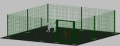 .Recinto-Box Modulare per Cani in Ferro Zincato e Verniciato Verde-con Pali a Tassellare - cm 400x400x142h