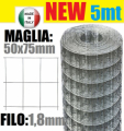 5mt- ROTOLO RETE METALLICA ZINCATA ELETTROSALDATA- MAGLIA: mm50x75 - H 125 cm