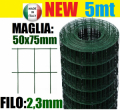 5mt- Rotolo Rete Metallica Zincata Plastificata  Elettrosaldata- Maglia: mm50x75 - H 100 cm