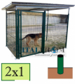 Box Recinto Modulare per Cani in Ferro Zincato Plastificato Verde-con Tetto in Lamiera e Pali ad Interrare - mt 2x1x2 h