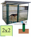 Box Recinto Modulare per Cani in Ferro Zincato Plastificato Verde-con Tetto in Lamiera e Pali ad Interrare- mt 2x2x2 h