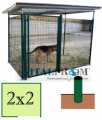 Box Recinto Modulare per Cani in Ferro Zincato Plastificato Verde-con Tetto in Lamiera e Pali ad Interrare - mt 2x2x1,8 h