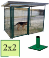 Box Recinto Modulare per Cani in Ferro Zincato Plastificato Verde-con Tetto in Lamiera - mt 2x2x1,8 h