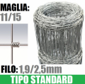 200 mt - Rotolo Rete Metallica Pastorale Zincata-Tipo  Standard-a Maglia Annodata- H 140 cm