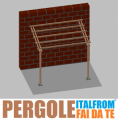 Pergola da Giardino Addossata in Legno di Pino Impregnato - mt 2 X 3 x 2,5h - con Supporti a Tassellare