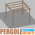 Pergola da Giardino in Legno di Pino Impregnato - mt 3 X 3 x 2,5h - con Supporti a Tassellare