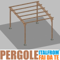 Pergola da Giardino in Legno di Pino Impregnato - mt 3 X 4 x 2,5h - con Supporti a Tassellare