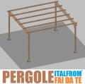 Pergola da Giardino in Legno di Pino Impregnato - mt 4 X 4 x 2,5h - con Supporti a Tassellare