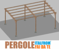 Pergola da Giardino in Legno di Pino Impregnato - mt 4 X 6 x 2,5h - con Supporti a Tassellare