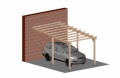 Carport Tettoia Addossata per Auto in Legno di Pino Impregnato - mt 5 X 3 - con Pali a Tassellare