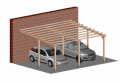 Carport Tettoia Addossata per Auto in Legno di Pino Impregnato - mt 5 X 6 - con Pali a Tassellare