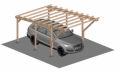 Carport Tettoia a Sbalzo per Auto in Legno di Pino Impregnato - mt 5 X 3 - con Supporti a Tassellare