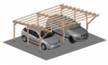 Carport Tettoia a Sbalzo per Auto in Legno di Pino Impregnato - mt 5 X 6 - con Supporti a Tassellare