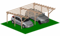 Carport Tettoia a Sbalzo per Auto in Legno di Pino Impregnato - mt 5 X 6 - con Supporti ad Interrare