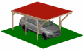 Carport Tettoia a Sbalzo per Auto in Legno - Completo di Copertura in Lamiera Ecolina - mt 5 X 3 - ad Interrare